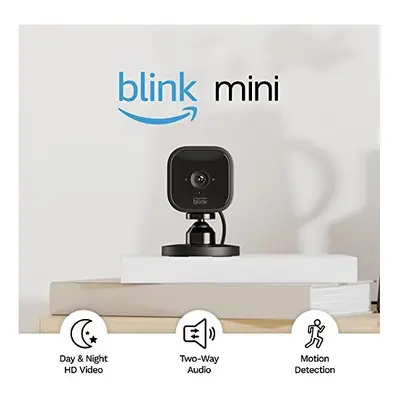 Blink Mini | Compact indoor plug-in smart security camera, 1080p HD day and night video, night v