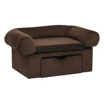 (brown) vidaXL Dog Sofa with Drawer Plush Pet Supplies Dog Couch Sofa Multi Colours