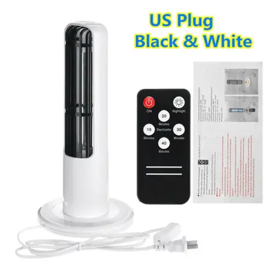 (Black and White) UVC+Ozone Sterilizing Lamp UV Germicidal Disinfection Night Light Timing Contr