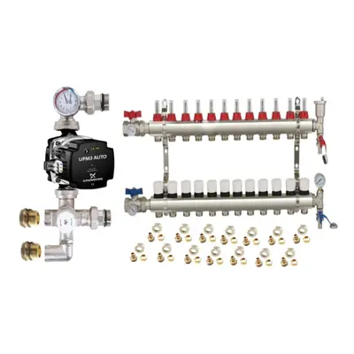 (12 PORT) Water Underfloor Heating Kit - Ports with Pump and Blending Valve Set