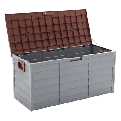 (290L-Brown&Grey) Outdoor Garden Storage Box 290L 430L Chest Cushion Plastic Shed Case Sit-On Li