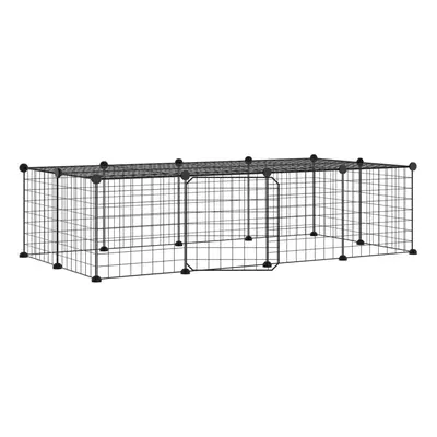 (20-panel with door, 4.3 cm) vidaXL Pet Cage with Door Black Steel Rabbit Hutch 1.5 cm/4.3 cm Mu