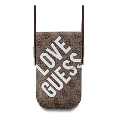 Guess PU 4G Big Love Logo Universal Phone Pouch with Strap and Card Slot Brown - GUOWBPGP4NLGWW