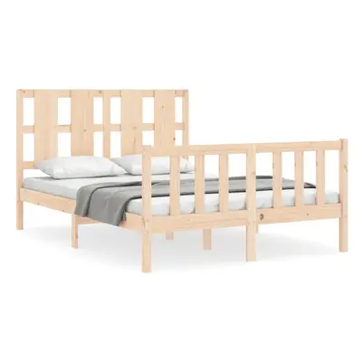 vidaXL Bed Frame Bed Base Wooden Platform Bed with Headboard Double Solid Wood