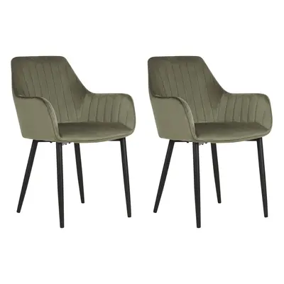 Set of Dining Chairs WELLSTON Velvet Olive Green