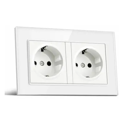 (White, EU Plug Germany) Socket Switch 86*86 PC Glass Panel Eu German France Plug Wall Socket Sm