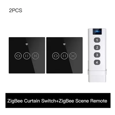 (2 EU and Scene) 433MHz Smart Touch Curtain Switch Roller Blinds Shutter Wireless Control Relay 