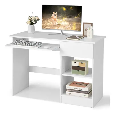 Modern Computer Desk Table w/ Keyboard Tray Drawer Shelves Workstation