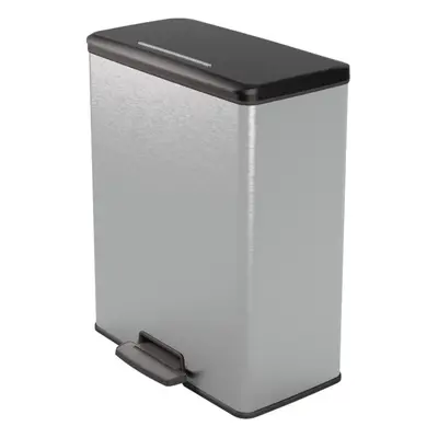 (48.6 x 28.4 x 61.5 cm) Curver Duo Pedal Bin Deco Rubbish Dustbin Waste Can Grey/Silver Multi Mo