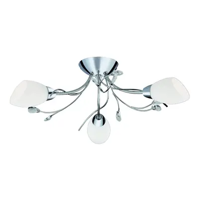 Modern Semi Flush Light With White Glass Shades