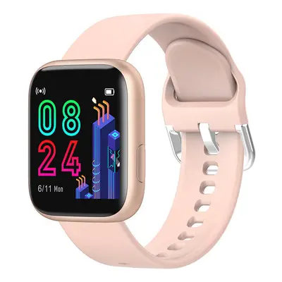 (Pink-Silicone) 1.4inch Big Full Touch Screen 24h Heart Rate Blood Pressure O2 Monitor Weather P