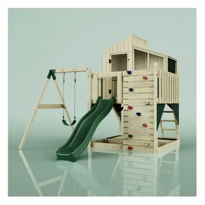 (Swing Balder Green) Rebo PolarPlay Kids Climbing Tower & Playhouse