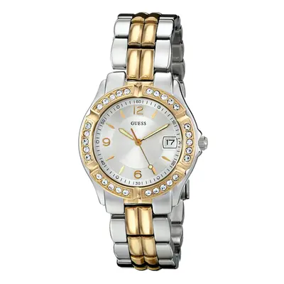 GUESS Silver + Gold-Tone Bracelet Watch with Date Feature. Color: Silv