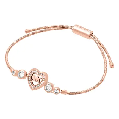 Michael Kors Womens Rose Gold-Tone Heart Link Charm Bracelet One Size