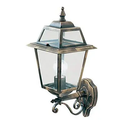 Searchlight New Orleans Black Gold Outdoor Traditional Up Lantern Wall Light | IP44 Exterior Rat