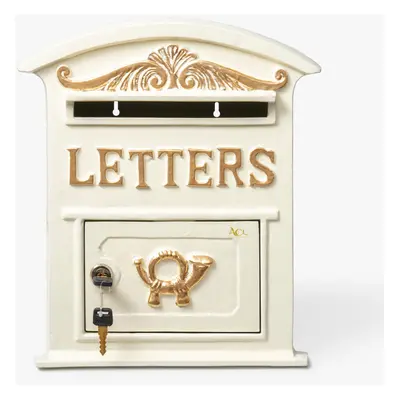 Post Box White Mail Box with Lock Wall Mounted Post Box Lockable Postage Box Royal Mail Replica 