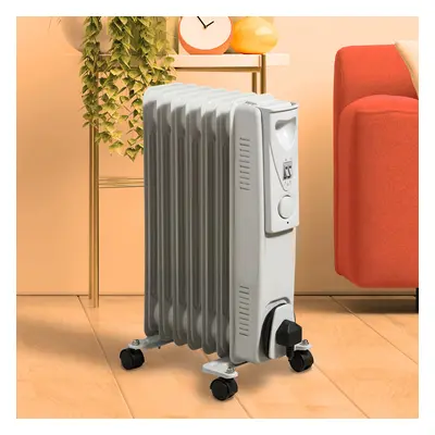 Daewoo Fin Oil Filled Radiator 1500W Portable Electric Heater Heat Settings White