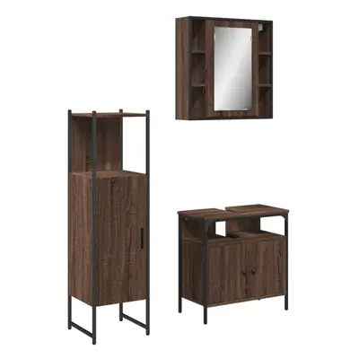 vidaXL Bathroom Cabinet Set Piece Sink Cabinet Brown Oak Engineered Wood