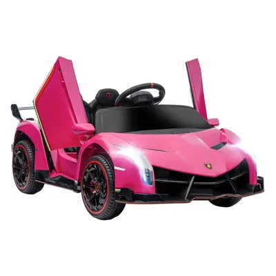 HOMCOM Lamborghini Veneno Licensed Electric Ride-on Car w/ Remote- Pink