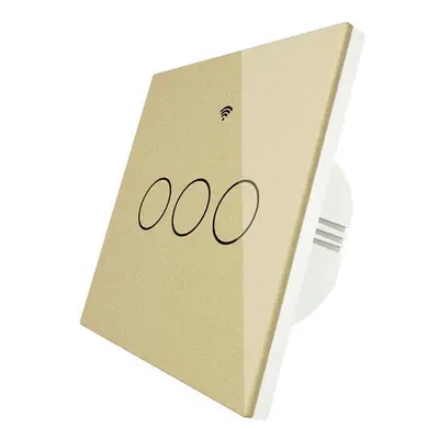 (3 Gang gold 220V) WiFi Smart Light Switch RF433 No Neutral Wire Single Fire Tuya App Control Wo