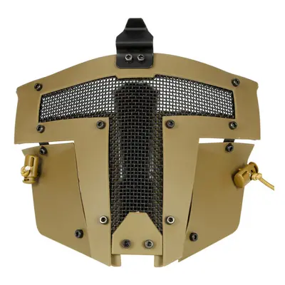 (Tan) Outdoor Iron Warrior Hunting Tactical Face Mask Steel Mesh