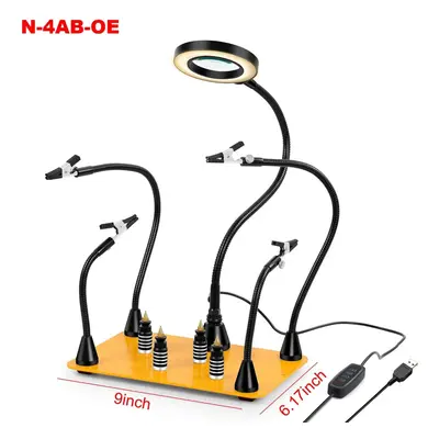 (N-4AB-OE) Magnetic Base Soldering Welding Third Hand PCB Holder with 3X LED Illuminated Magnifi