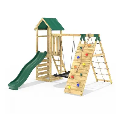 (Ferris) Rebo Challenge Wooden Climbing Frame with Swings, Slide and Up & Over Climbing Wall