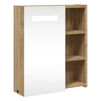 (oak, x x cm) vidaXL Bathroom Mirror Cabinet with LED Light Illuminated Wall Storage Cabinet