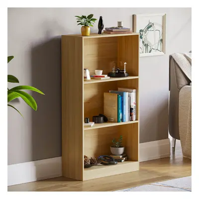 (Oak) Cambridge Tier Bookcase Wide Shelf Book Storage