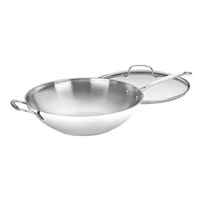 Cuisinart 726-38H Chefs Classic Stainless 14-Inch Stir-Fry Pan with Helper Handle and Glass Cove