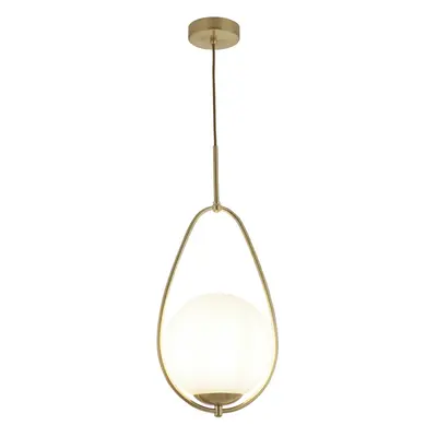 Searchlight Avalon Light Ball Pendant Gold With Opal Glass