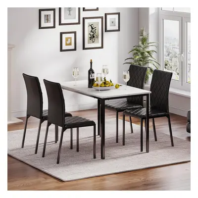 (black) Hello-5ive Dining Table and Chairs Set of 4, Modern Dining Table Set Kitchen Furniture, 