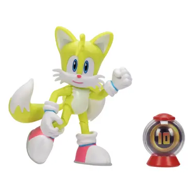 Sonic The Hedgehog 4-Inch Action Figure Modern Tails with Ring Item Box Collectible Toy