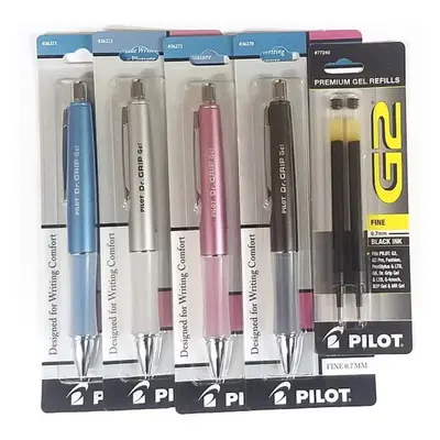 (4) Pilot Dr. Grip Limited Retractable Rolling Ball Gel Pen Fine Point Metallic Mauve Barrel Met