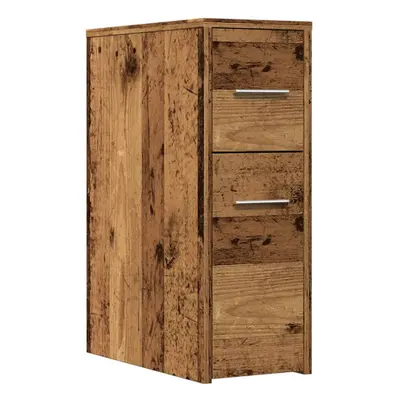 (old wood) vidaXL Narrow Bathroom Cupboard with Wheels Cabinet Engineered Wood