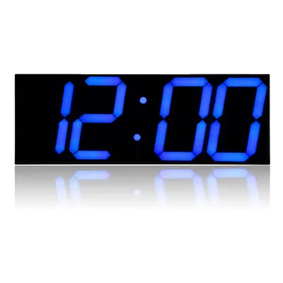 (Blue) Remote Control LED Digital Wall Clock For School Home Decor Train Station