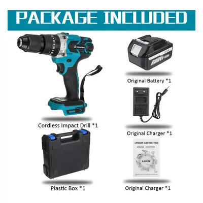 (One Battery Plastic Box) In Cordless Electric Impact Drill Driver Brushless Driver Drill Hammer