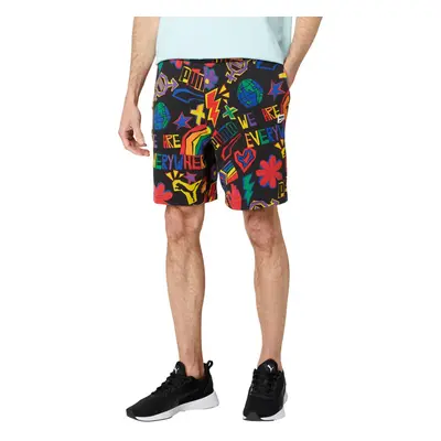 PUMA Men's Downtown Pride All Over Print 8"" Shorts Black-AOP Large