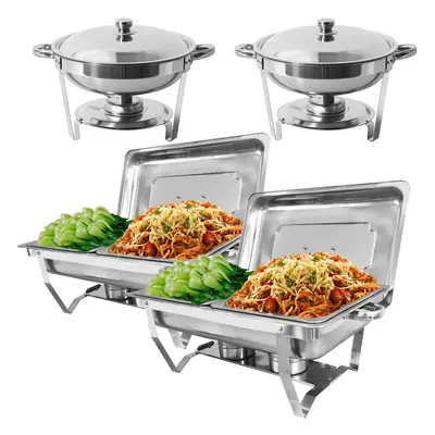 Chafing Dish Buffet Set Pack,Rectangular Half Pan+Round 3.5L