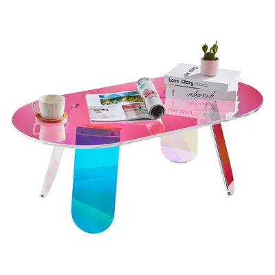 VEVOR Acrylic Coffee Table Iridescent Acrylic End Table 13.8 inch Height