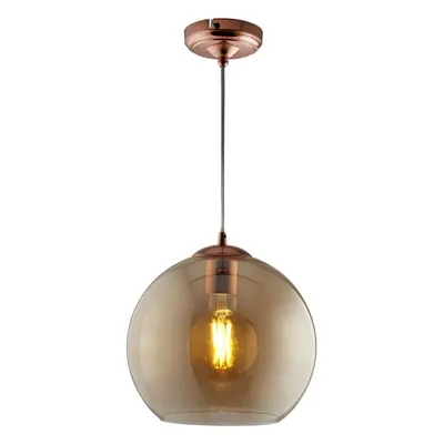 Searchlight Balls Light Round Pendant 35Cm Dia Amber Glass Antique Brass