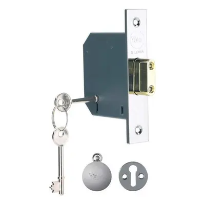 Yale Lever Mortice Deadlock High Security Polished Chrome Inch mm