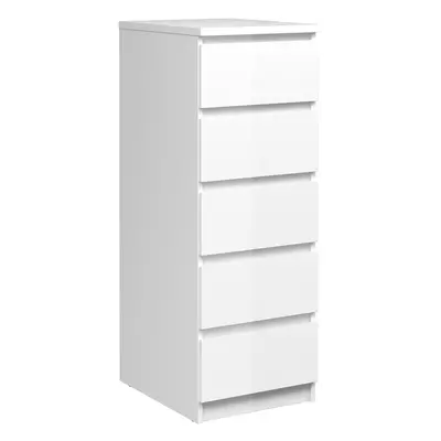 Narrow Chest of Drawers in White High Gloss