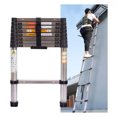 8.5FT Telescoping Ladder Heavy Duty Steel Telescopic Folding Step Ladder Multipurpose Ladder for