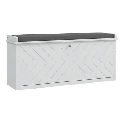 HOMCOM Shoe Bench with Flip Drawer, Cushion, Pairs for Entryway White