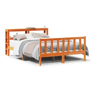 (brown, x cm) vidaXL Bed Frame with Headboard Bed Base Wax Solid Wood Pine