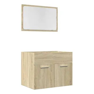 vidaXL Bathroom Furniture Set Piece Sink Cabinet Sonoma Oak Engineered Wood