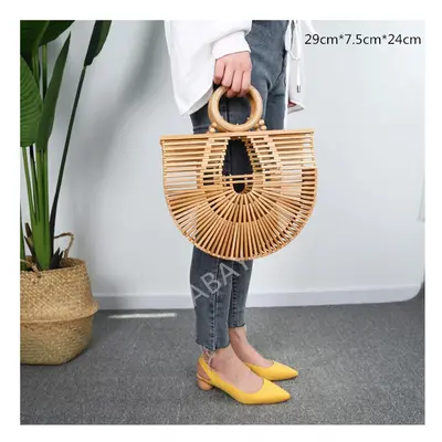 (Y2) new Women's bamboo handbag Bohemia holiday beach bag Women's hollow woven rattan bag