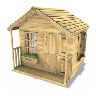 (Puffin) Rebo 5FT x 5FT Childrens Wooden Garden Playhouse