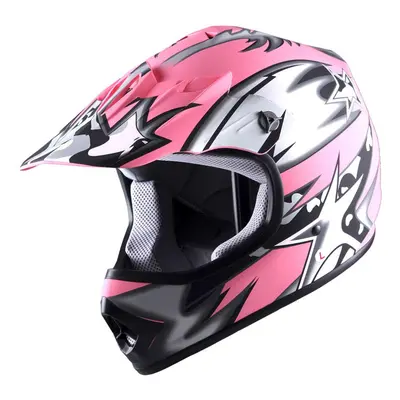 WOW Youth Kids Motocross BMX MX ATV Dirt Bike Helmet Star Matt Pink